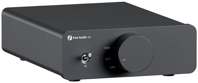 Main image of Fosi Audio Q6 Mini Desktop DAC, USB-C Digital to Analog Audio Converter for Home Stereo Amplifier & Headphone Amp, AK4493S XMOS XU316, Optical/Coaxial-in, RCA/Sub-Out, High-Res 32Bit/768kHz DSD512