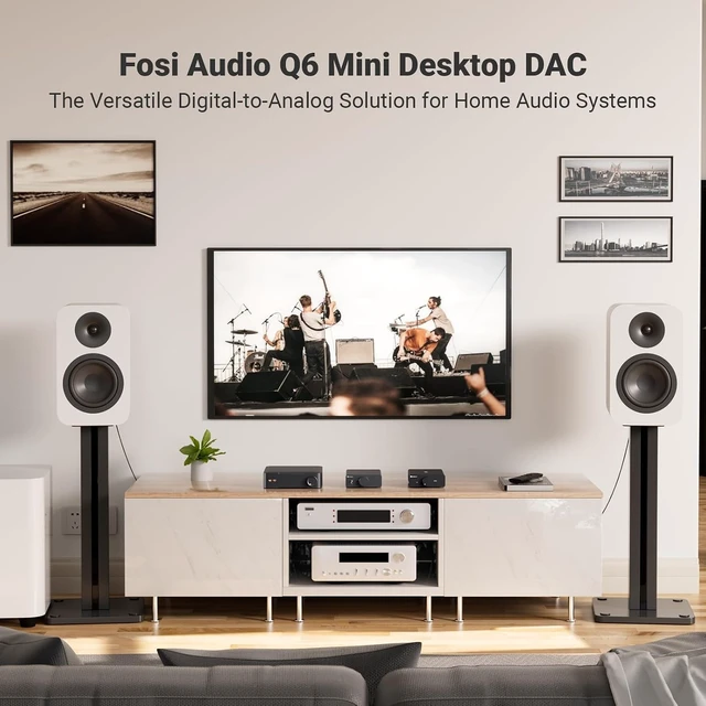 Alt view image 4 of 7 - Fosi Audio Q6 Mini Desktop DAC, USB-C Digital to Analog Audio Converter for Home Stereo Amplifier & Headphone Amp, AK4493S XMOS XU316, Optical/Coaxial-in, RCA/Sub-Out, High-Res 32Bit/768kHz DSD512
