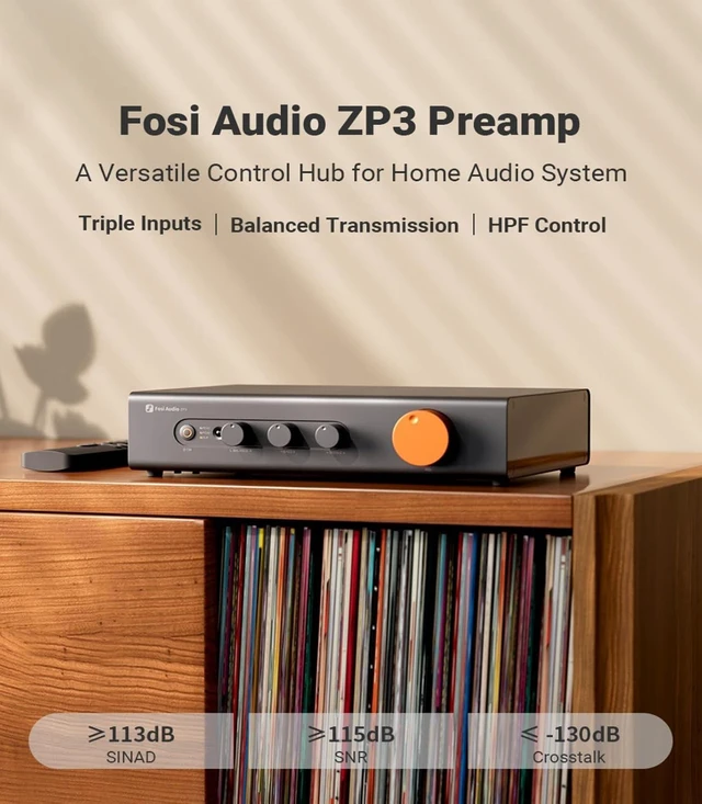 Alt view image 4 of 7 - Fosi Audio ZP3 Balanced Preamp for Home Audio, 2 RCA and 1 XLR Inputs, RCA/XLR Outputs and Sub-Out, Pre Amp for 2 Channel Stereo and 2.1 Setup, Pre Amplifier with HPF High Pass Filter and Tone Control