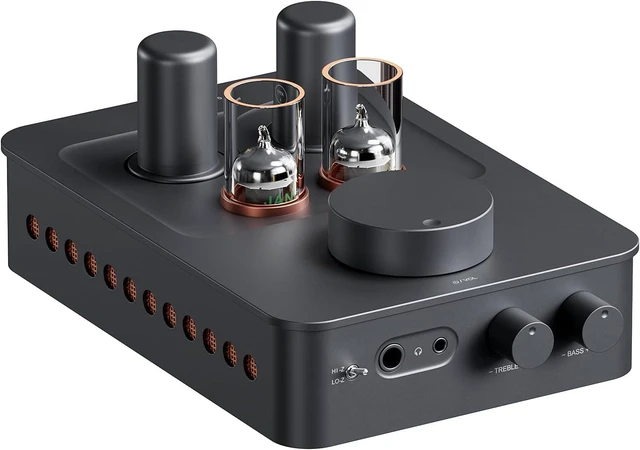 Alt view image 5 of 7 - Fosi Audio GR70 Tube Headphone Amp Preamp, Authentic Tube-Amplification with Vacuum 5654W*2 & 6AC7*2, Mini HiFi Preamplifier for Home Audio, 3.5mm & 6.35mm Jacks Supporting 16-300 ohms Impedance