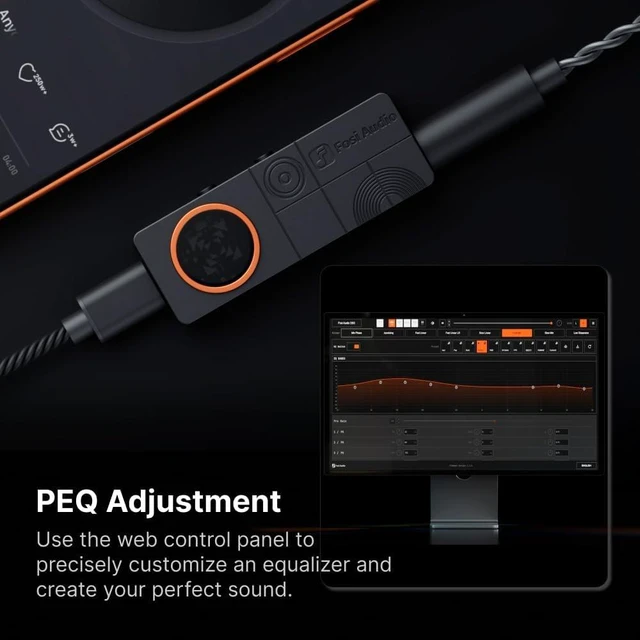 Alt view image 3 of 7 - Fosi Audio USB-C DAC HiFi Amp Dongle, Portable Headphone Amplifier with 7.1 Spatial Audio, ES9039Q2M XMOS Powered, DSD512, 3.5mm Single 4.4mm Balanced for PC/Phone/ PS5/ Switch Black