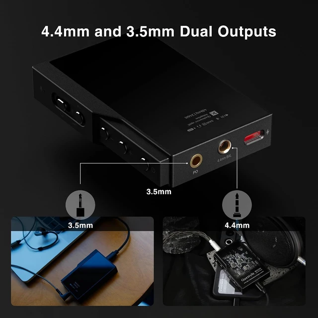 Alt view image 2 of 7 - Questyle Bluetooth 5.4 Headphone Amplifier Portable USB DAC Amps 4.4mm Balanced and 3.5mm Dual Outputs Supports PCM 384kHz/DSD256 with LDAC/aptX Adaptive Lossless for Smartphones/PC/Laptops
