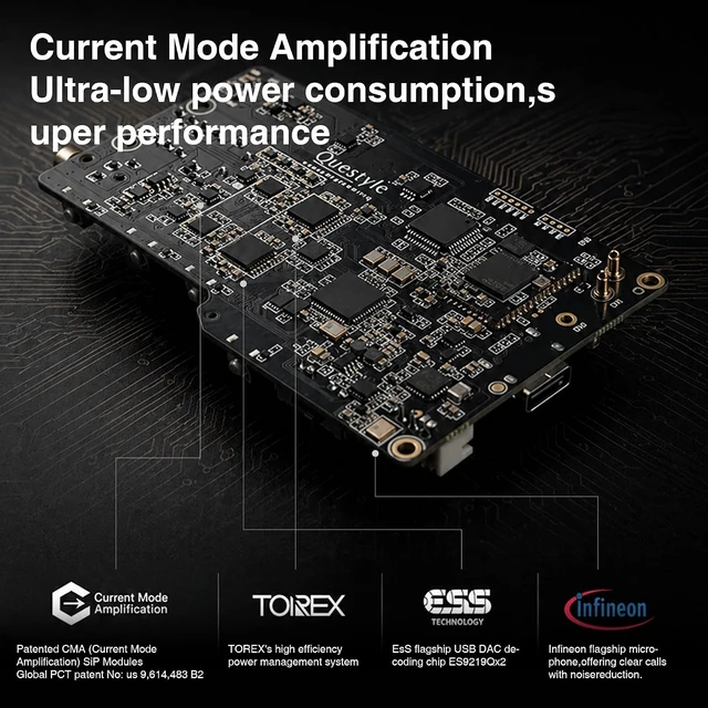 Alt view image 3 of 7 - Questyle Bluetooth 5.4 Headphone Amplifier Portable USB DAC Amps 4.4mm Balanced and 3.5mm Dual Outputs Supports PCM 384kHz/DSD256 with LDAC/aptX Adaptive Lossless for Smartphones/PC/Laptops