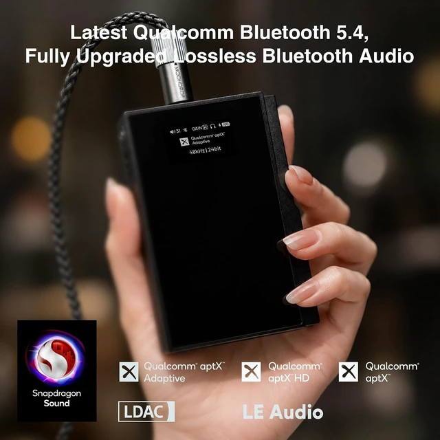 Alt view image 5 of 7 - Questyle Bluetooth 5.4 Headphone Amplifier Portable USB DAC Amps 4.4mm Balanced and 3.5mm Dual Outputs Supports PCM 384kHz/DSD256 with LDAC/aptX Adaptive Lossless for Smartphones/PC/Laptops