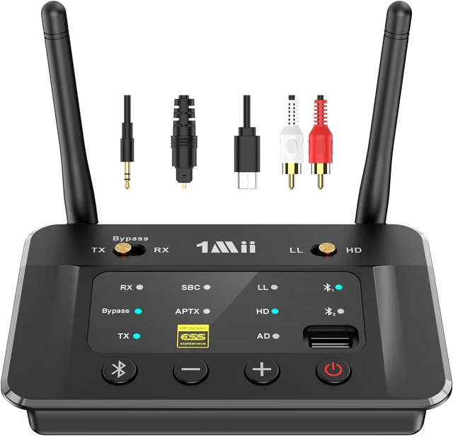 Alt view image 2 of 7 - Bluetooth 5.3 Transmitter Receiver for TV Home Stereo, Optical RCA AUX Wireless Audio Adapter w/Audiophile DAC, aptX Adaptive/LL/HD, Dual Link, Volume Control, Soundbar Passthrough