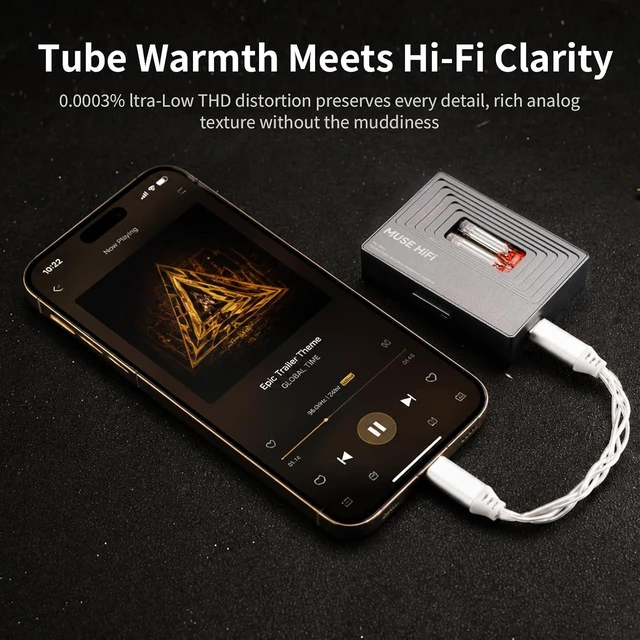 Alt view image 5 of 7 - Portable Tube DAC Amp with JAN6418 Vacuum Tube, 460mW/480mW Balanced Output, USB C Dongle DAC for IEMs & Headphones, Amplifier for Phone/PC/Mac