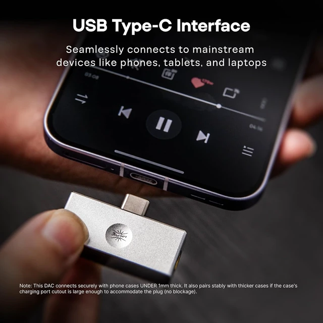 Alt view image 2 of 7 - Kiwi Ears Allegro Mini Portable IEM DAC, in Ear Monitor Amplifier USB C to 3.5/4.4mm Output, with Custom Chip, High Resolution 32bit/384kHz, HiFi Earbuds Amp for Phone/PC, Silver