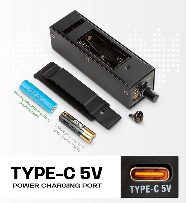 Alt view image 3 of 7 - USB-C Portable in-Ear Monitor Amplifier, 5V DC/AAA Battery , USB-C direct power or charges rechargeable AAA batteries inside; works with standard AAA too