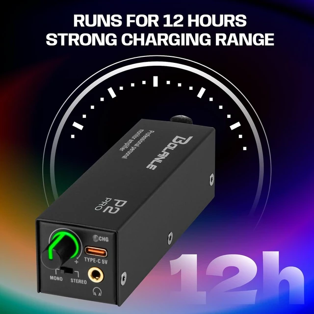 Alt view image 7 of 7 - USB-C Portable in-Ear Monitor Amplifier, 5V DC/AAA Battery , USB-C direct power or charges rechargeable AAA batteries inside; works with standard AAA too