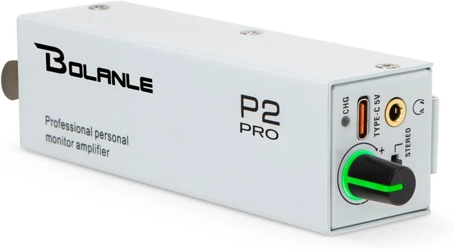 Main image of USB-C Portable in-Ear Monitor Amplifier, 5V DC/AAA Battery , USB-C direct power or charges rechargeable AAA batteries inside; works with standard AAA too - White