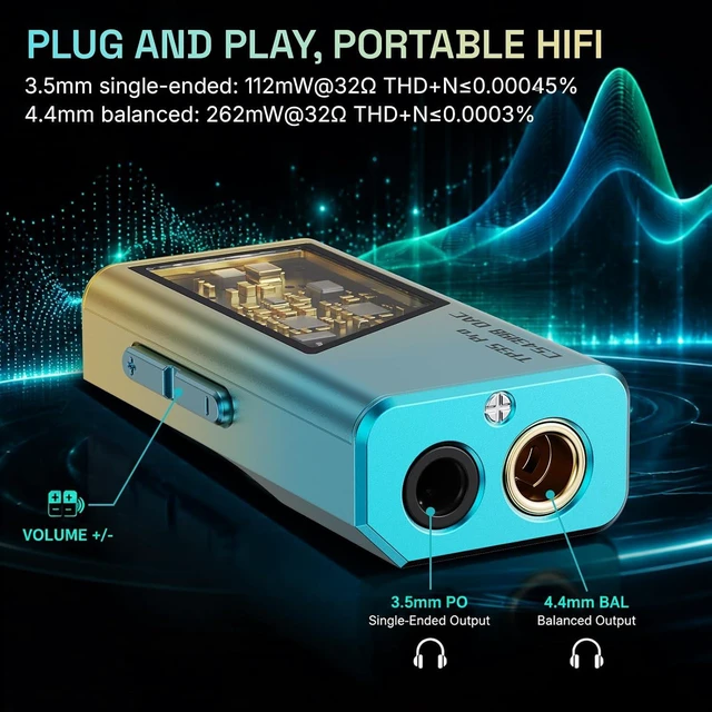 Alt view image 6 of 7 - Mini Portable IEM DAC Hi-Fi Decoder Headphone Amplifier Dongle USB-C to 3.5/4.4mm Dual CS43198 Chips, Supports High-Resolution PCM 32bit/384khz DSD 256 Audio, EQ Adjustment and Mic Calls
