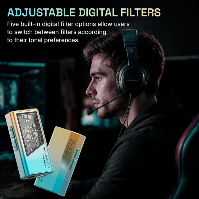 Alt view image 2 of 7 - Mini Portable IEM DAC Hi-Fi Decoder Headphone Amplifier Dongle USB-C to 3.5/4.4mm Dual CS43198 Chips, Supports High-Resolution PCM 32bit/384khz DSD 256 Audio, EQ Adjustment and Mic Calls