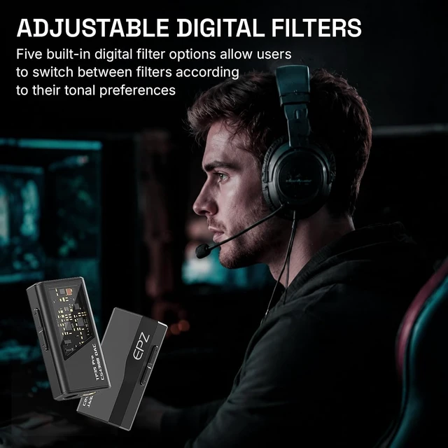 Alt view image 5 of 7 - Mini Portable IEM DAC Hi-Fi Decoder Headphone Amplifier Dongle USB-C to 3.5/4.4mm Dual CS43198 Chips, Supports High-Resolution PCM 32bit/384khz DSD 256 Audio, EQ Adjustment and Mic Calls - Black
