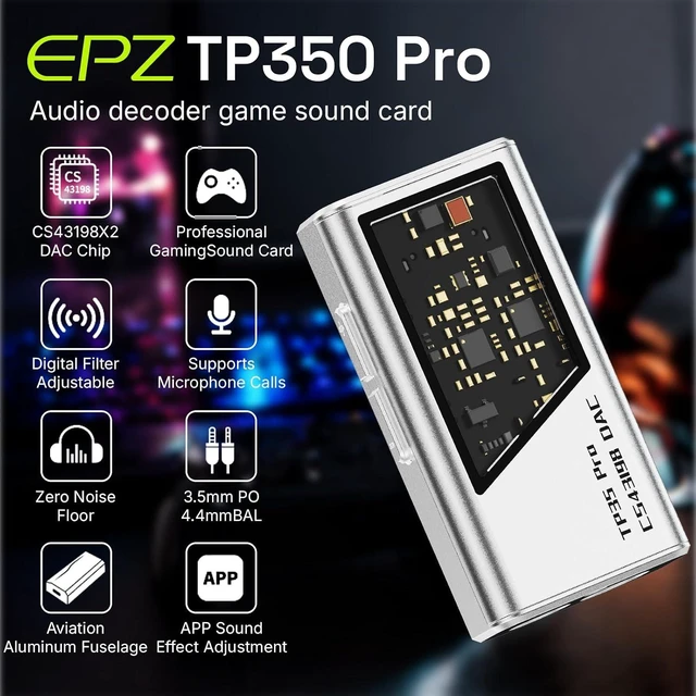 Alt view image 2 of 7 - Mini Portable IEM DAC Hi-Fi Decoder Headphone Amplifier Dongle USB-C to 3.5/4.4mm Dual CS43198 Chips, Supports High-Resolution PCM 32bit/384khz DSD 256 Audio, EQ Adjustment and Mic Calls - White