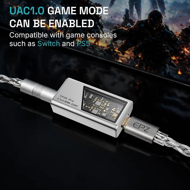 Alt view image 6 of 7 - Mini Portable IEM DAC Hi-Fi Decoder Headphone Amplifier Dongle USB-C to 3.5/4.4mm Dual CS43198 Chips, Supports High-Resolution PCM 32bit/384khz DSD 256 Audio, EQ Adjustment and Mic Calls - White