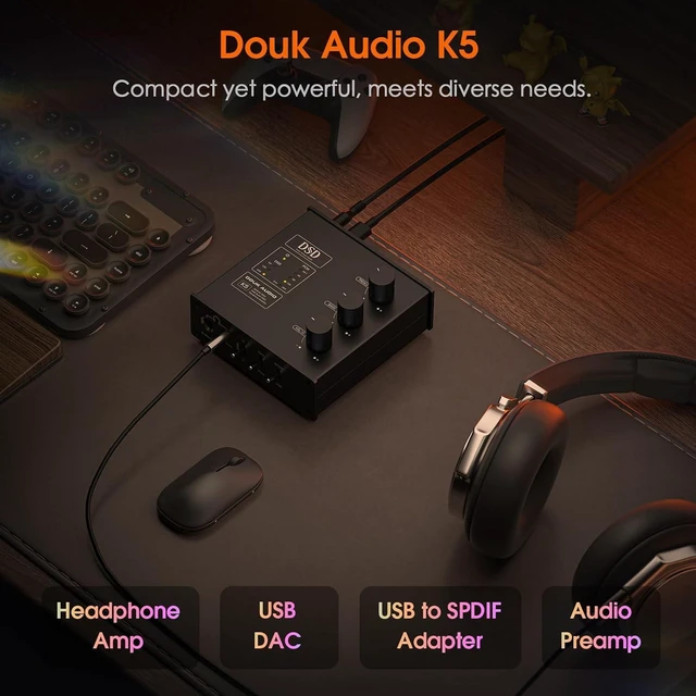 Alt view image 3 of 7 - PC DAC Headphone Amplifier Digital to Analog Converter with USB & Optical Input DSD256 for Amplifiers, Speakers, Mac, Computer (K5)