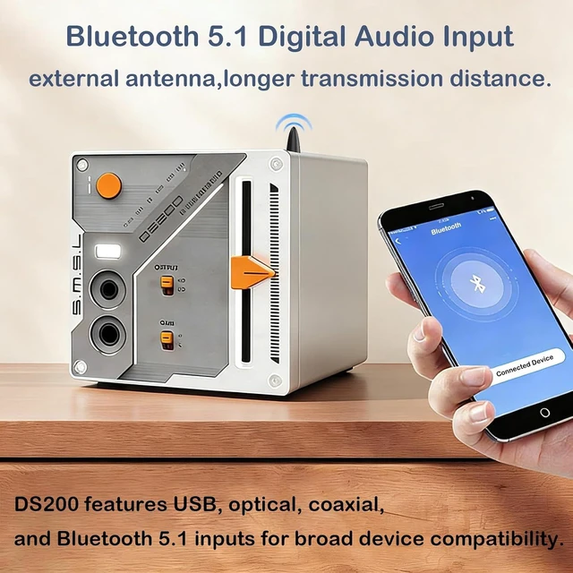 Alt view image 7 of 7 - DAC Headphone Amplifier CS43131×2 Bluetooth 5.1, MQA/MQA-CD Full Decoder 3.5mm/4.4mm Balanced Headphone Output 32bit/768kHz DSD256 USB/BT/Opt/Coax Input for PC Home Audio