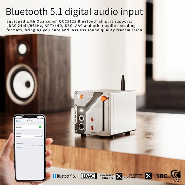 Alt view image 2 of 7 - Balanced DAC Headphone Amplifier 3000mWx2 Power ES9039Q2M Chip, Decoder 6.35mm/4.4mm XLR/RCA Output XU316 32bit/768kHz DSD512 for Home Audio/PC with USB/Optical/Coaxial/Bluetooth
