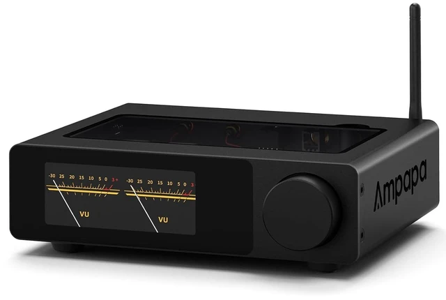 Main image of 2 Channel Bluetooth Amp: HiFi 300W x2 Stereo Amplifier with BT 5.2 | HPF | Digital VU Meter | SUB Pre-Out | TRS Balanced Input | Tone Control & Remote for Home Theater Bookshelf Speakers (D1)