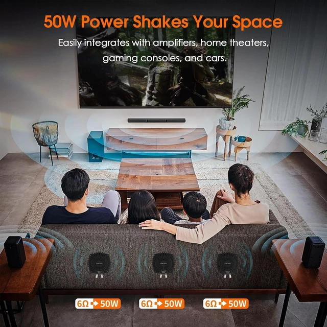 Alt view image 4 of 7 - Bass Shaker: 50W High Power Tactile Transducer - Subwoofer Lows for Home Theater, Car Audio & Gaming Chair Vibration Immersion