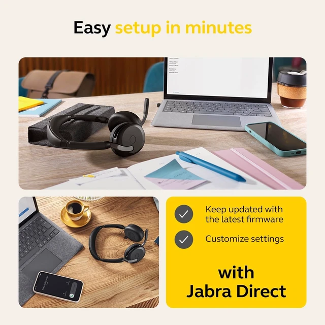 Alt view image 5 of 7 - Jabra Evolve2 65 Flex Wireless Stereo Headset - Bluetooth, Noise-Cancelling ClearVoice Technology & Hybrid ANC - Certified for Microsoft Teams - Black