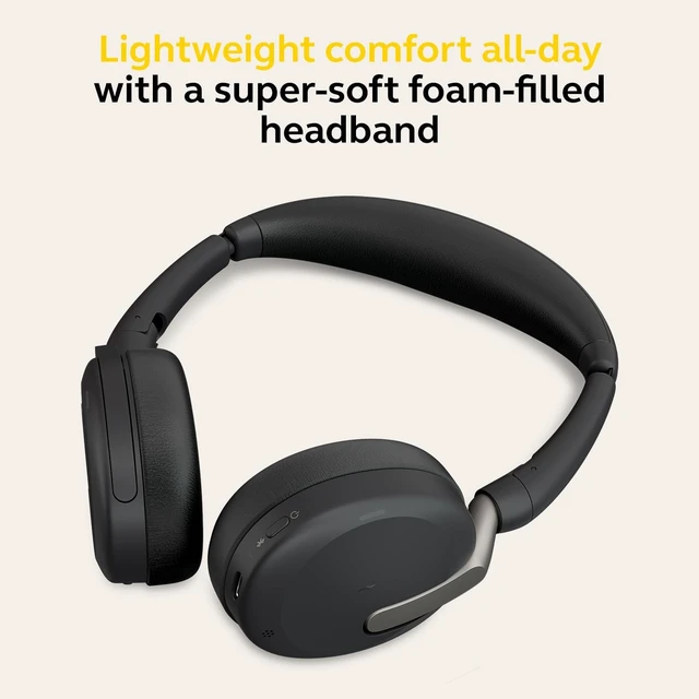 Alt view image 2 of 7 - Jabra Evolve2 65 Flex Wireless Stereo Headset - Bluetooth, Noise-Cancelling ClearVoice Technology & Hybrid ANC - Certified for Microsoft Teams - Black