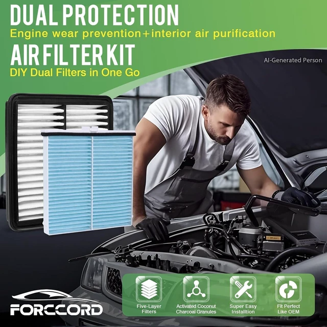 Alt view image 3 of 7 - Cabin & Engine Air Filter Kit for Mazda CX-3 CX3 2016-2022 2.0L, Replace#D09W-61-J6X PEHH-13-3A0, Activated Carbon Cabin Filter, HighEfficiency Replacement Filter, Air Filter Accessories