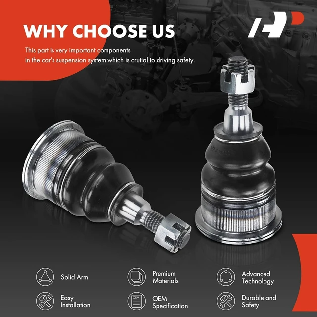 Alt view image 2 of 7 - 2-Pack Front Upper Ball Joint, Compatible with Chevrolet, GMC for Chevy Silverado 1500 HD/2500 HD Classic/3500 HD, Suburban, Express, Avalanche & GMC Sierra, Savana, Yukon & Hummer H2