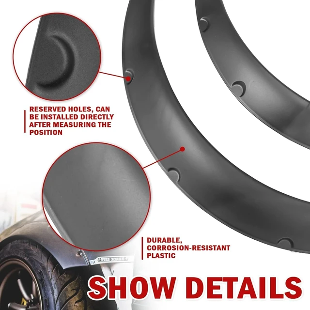 Alt view image 6 of 7 - 4PCS 780mm+840mm Universal Fender Flares Flexible Wide Body Car Kit Wheel Arches 2.25"/2.5", Pack of 4