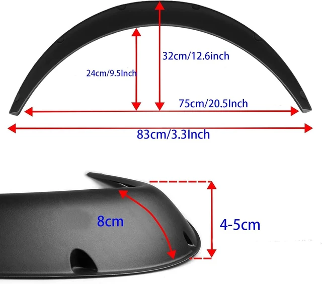 Alt view image 4 of 5 - 4Pcs 3.1"/80mm Universal Car Wheel Fender Flares Durable Polyurethane Extra Wide Auto Car Body Kit