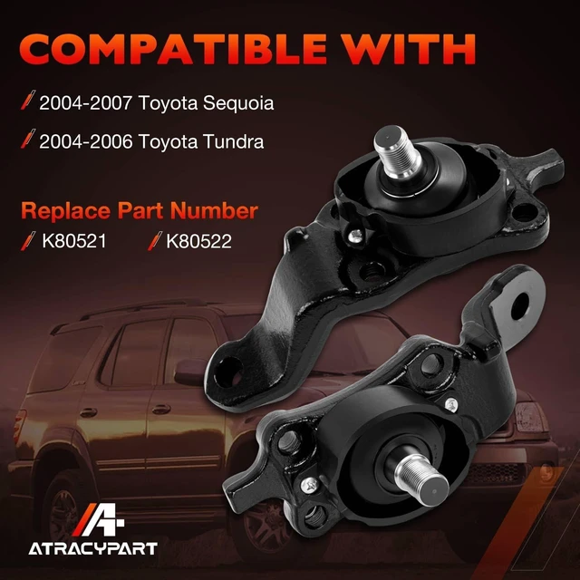 Alt view image 7 of 7 - 2Pcs Front Lower Ball Joints Fits Toyota Sequoia 2004-2007 Tundra 2004-2006, Replaces K80521 K80522, Fits Left & Right Side for Front Suspension Repair, Restores Proper Steering and Handling