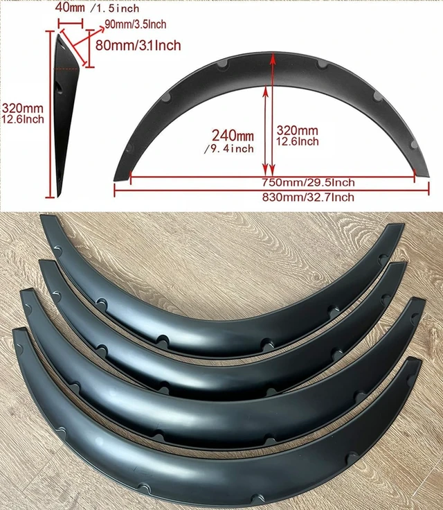 Alt view image 7 of 7 - 4PCS 3.3"/83CM Universal Car Wheel Fender Flares Flexible Wide Body Wheel Arches PP