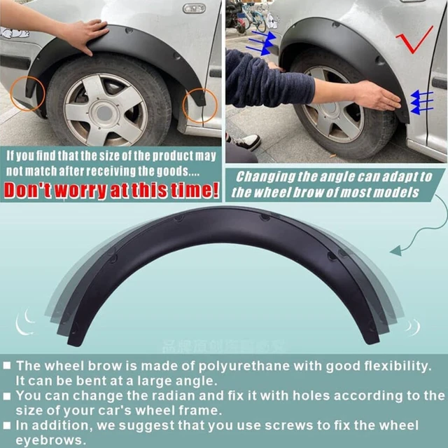 Alt view image 5 of 7 - 4PCS 3.3"/83CM Universal Car Wheel Fender Flares Flexible Wide Body Wheel Arches PP