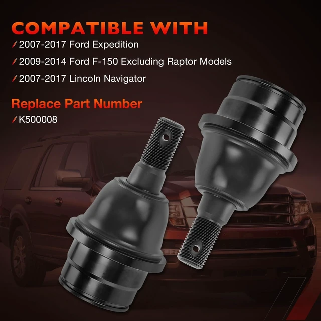 Alt view image 7 of 7 - Front Lower Ball Joints Fits Ford Expedition 20072017, F-150 20092014 Fits Lincoln Navigator 2007-2017, Excludes Raptor Models, Replaces K500008, 2 Pcs