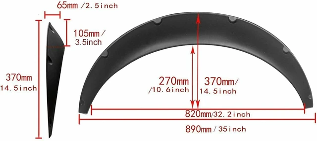 Alt view image 4 of 7 - 4Pcs 3.5 inch/89cm Universal Flexible Car Fender Flares Extra Wide Body Wheel Arches Black