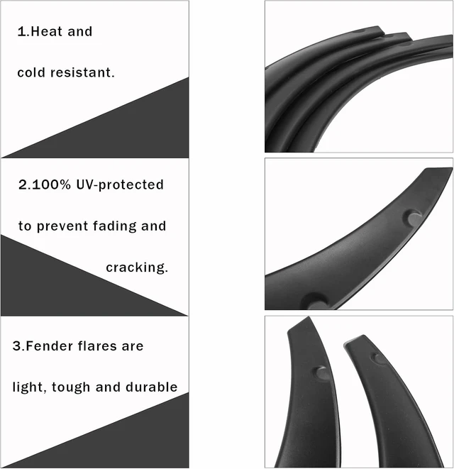 Alt view image 6 of 7 - 4Pcs 3.5 inch/89cm Universal Flexible Car Fender Flares Extra Wide Body Wheel Arches Black