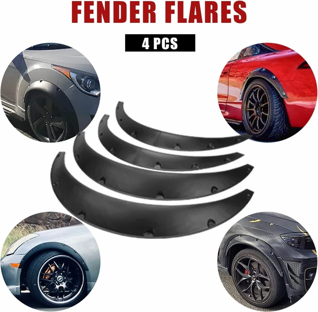 Alt view image 7 of 7 - 4Pcs 3.5 inch/89cm Universal Flexible Car Fender Flares Extra Wide Body Wheel Arches Black