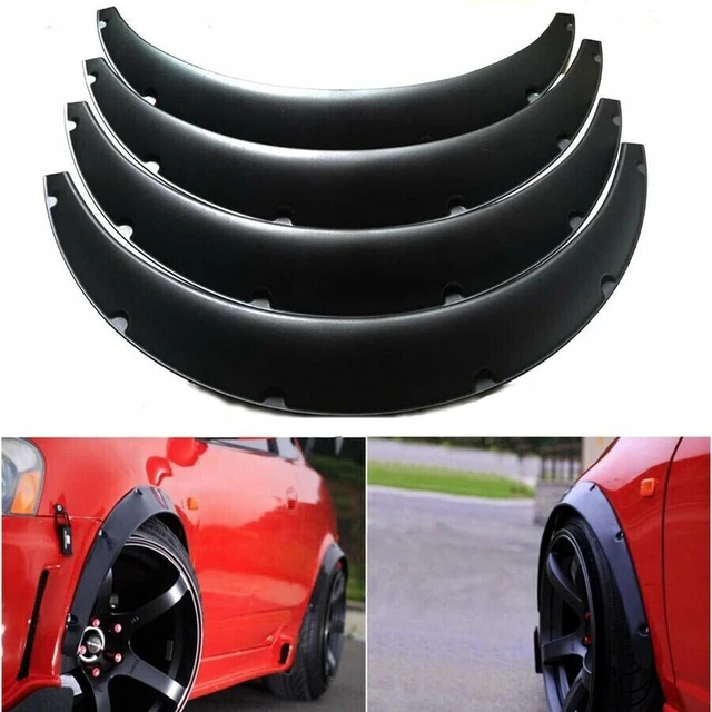 Alt view image 2 of 7 - 4Pcs 3.5 inch/89cm Universal Flexible Car Fender Flares Extra Wide Body Wheel Arches Black