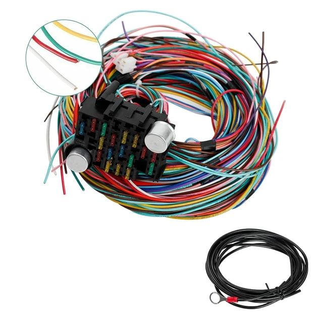 Alt view image 4 of 7 - Universal Extra Long Wires 21 Circuit Wiring Harness Hotrod Kit Compatible with GM Chevy Universal Automotive Wiring