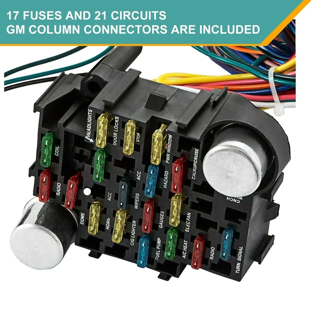 Alt view image 5 of 7 - Universal Extra Long Wires 21 Circuit Wiring Harness Hotrod Kit Compatible with GM Chevy Universal Automotive Wiring