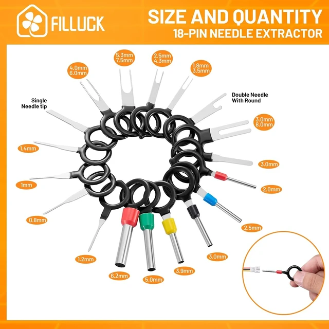 Alt view image 5 of 7 - 945Pcs Pin Connector Kit,Car Electrical Wire Connectors Terminal Pins,21Type Non-Insulated Plug 1/1.5/1.8/2.2/2.8/3.5mm,Large Quantity&Easy Store with Ratchet Crimping Tool 22-16 AWG