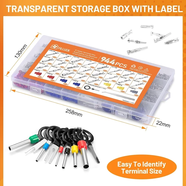 Alt view image 7 of 7 - 945Pcs Pin Connector Kit,Car Electrical Wire Connectors Terminal Pins,21Type Non-Insulated Plug 1/1.5/1.8/2.2/2.8/3.5mm,Large Quantity&Easy Store with Ratchet Crimping Tool 22-16 AWG