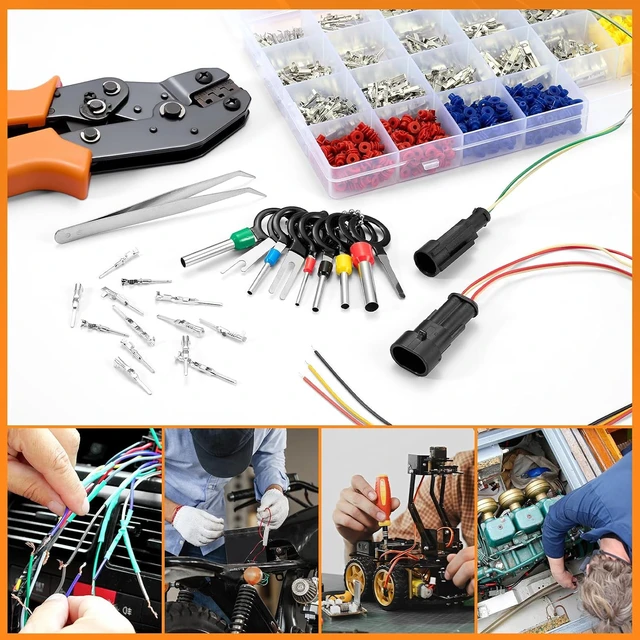 Alt view image 2 of 7 - 945Pcs Pin Connector Kit,Car Electrical Wire Connectors Terminal Pins,21Type Non-Insulated Plug 1/1.5/1.8/2.2/2.8/3.5mm,Large Quantity&Easy Store with Ratchet Crimping Tool 22-16 AWG