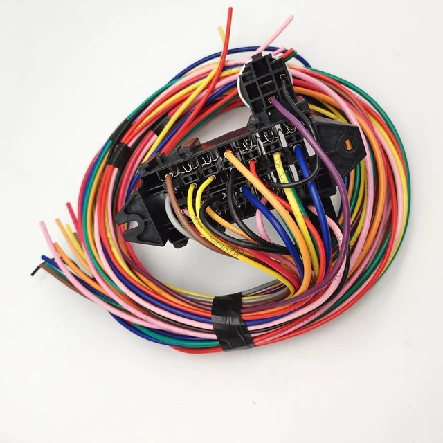 Alt view image 2 of 7 - Wiring Harness 14 Circuit Universal, Circuit Wiring Harness Kit 14 Fuse for Street Muscle Car, Hot Rod Wire Harness 12-14 Circuit Street Rod