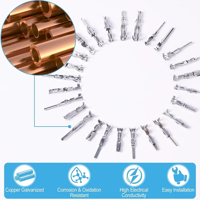 Alt view image 2 of 7 - Connector Pins Kit 840Pcs 26 Types - 1/1.5/1.8/2.2/2.8/3.5mm Automotive Terminal Pins 22-12 Gauge Car Electrical Male & Female Wire Pins, Wire Seals, Repinning Kit