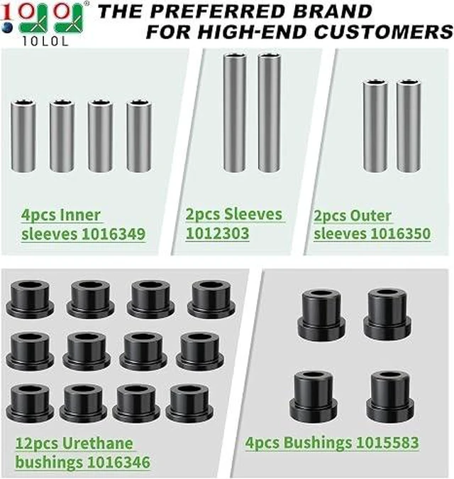 Alt view image 3 of 6 - 10L0L Front Leaf Spring & Upper A Arm Bushing Kit for Club Car DS Golf Cart 1992-up, Replace OEM 1016346 1016349 1016350 1012303 1015583