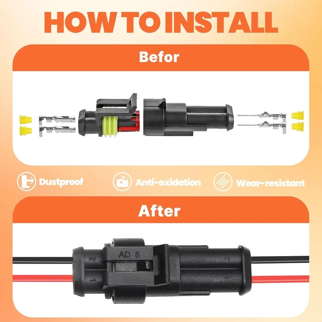 Alt view image 4 of 7 - 1008PCS 63 Sets Waterproof Automotive Wire Connectors Kit 1/2/3/4/5/6 Pin Automotive Replacement Electrical Accessories Plug Connectors Kit Male and Female Connector with Ratchet Crimping Tool