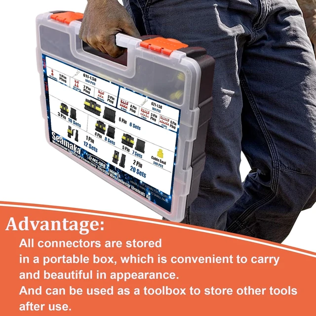 Alt view image 6 of 7 - 1008PCS 63 Sets Waterproof Automotive Wire Connectors Kit 1/2/3/4/5/6 Pin Automotive Replacement Electrical Accessories Plug Connectors Kit Male and Female Connector with Ratchet Crimping Tool
