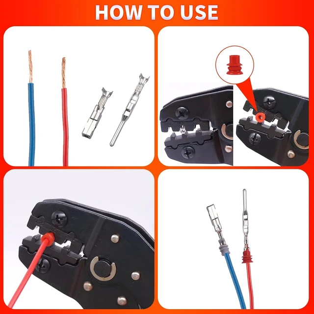 Alt view image 2 of 7 - 900Pcs 24Types of Pin Connector Kit and Terminal Pins with Crimping Tool 1/1.5/1.8/2.2/2.3/2.8/3.5mm Male&Female Non Insulated Wire Terminal Pin Kit with Ratchet Crimping Tool,Electrical Connector