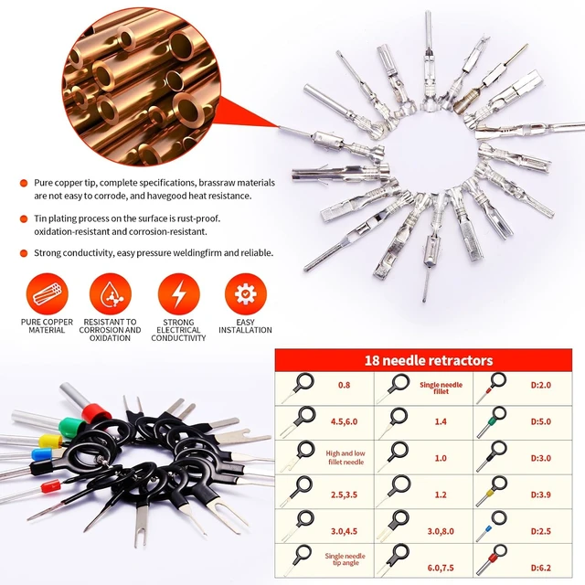 Alt view image 4 of 7 - 900Pcs 24Types of Pin Connector Kit and Terminal Pins with Crimping Tool 1/1.5/1.8/2.2/2.3/2.8/3.5mm Male&Female Non Insulated Wire Terminal Pin Kit with Ratchet Crimping Tool,Electrical Connector